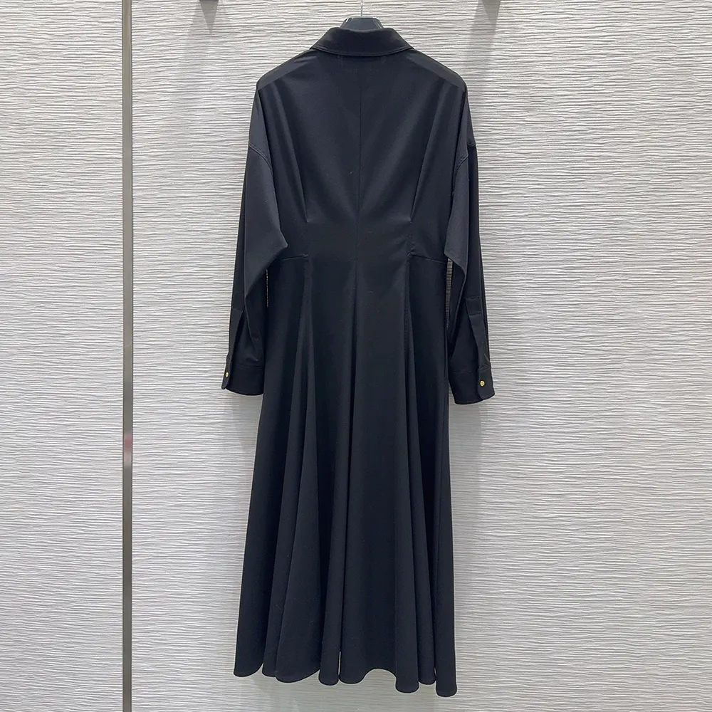 Close-up of Celine Women Dress in Wool-Black signature hardware detail
