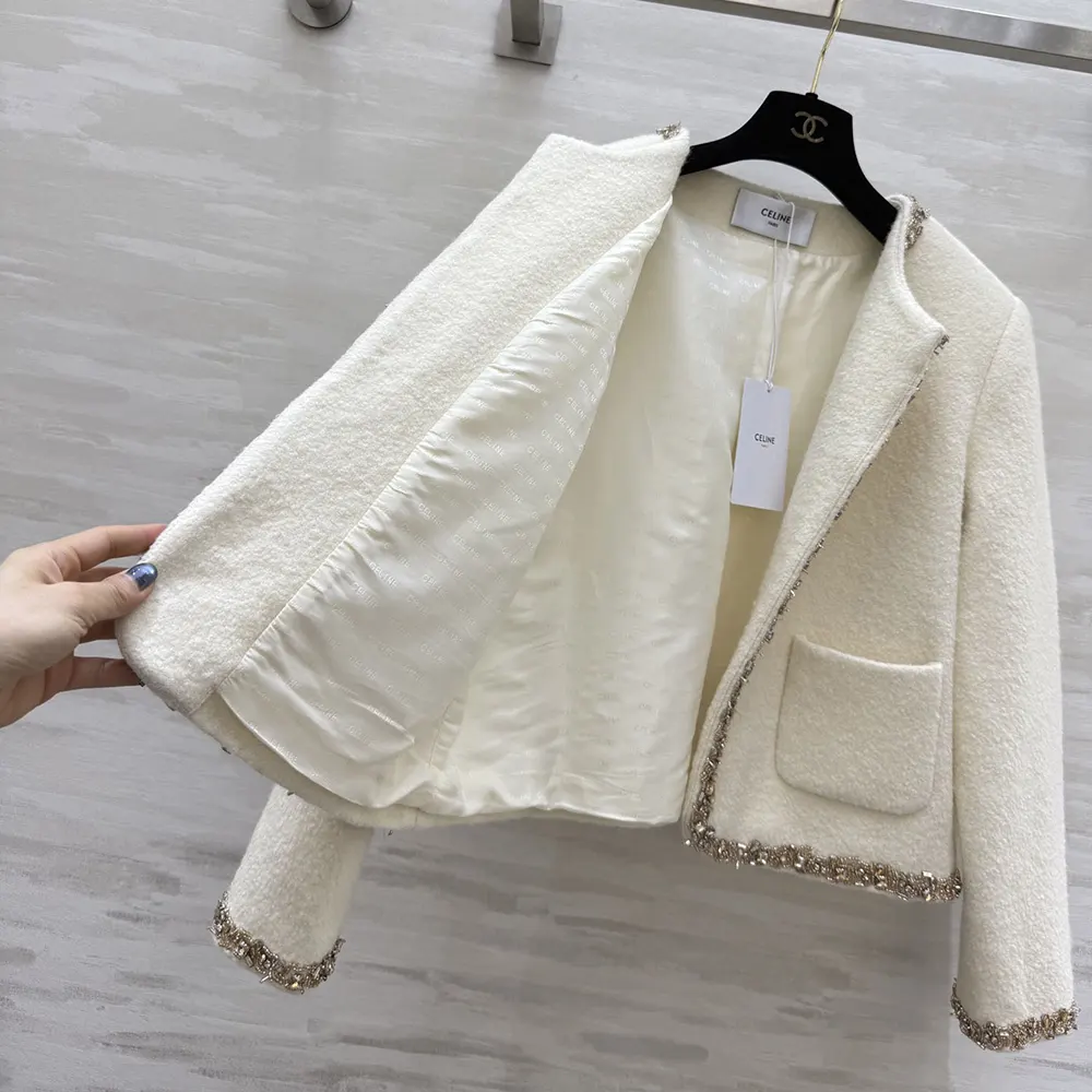Celine Women Embroidered Chelsea Jacket in Silk Natté - image 4