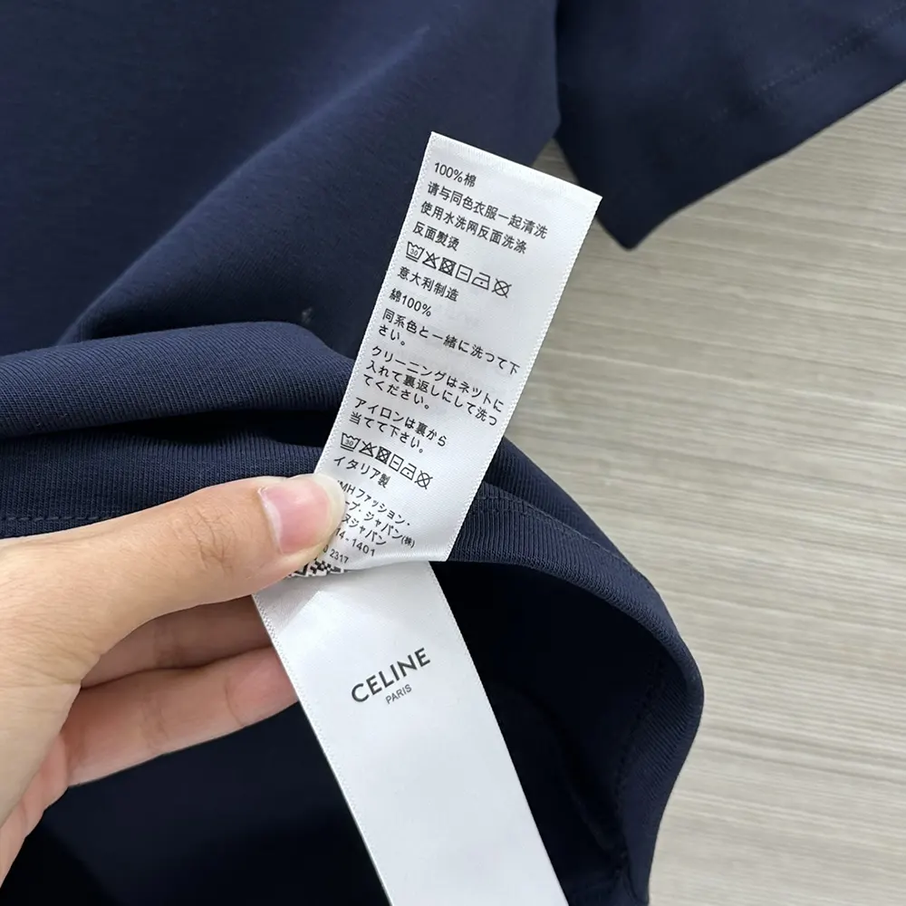 Celine Women Triomphe T-Shirt In Ribbed Cotton Jersey-Navy - image 10