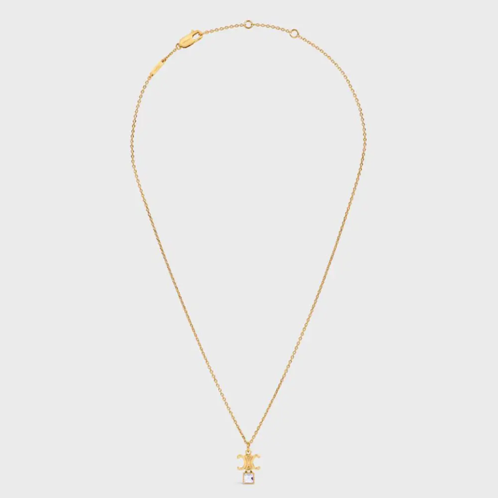Front view of Celine Women Triomphe Twinkle Necklace in gold finish