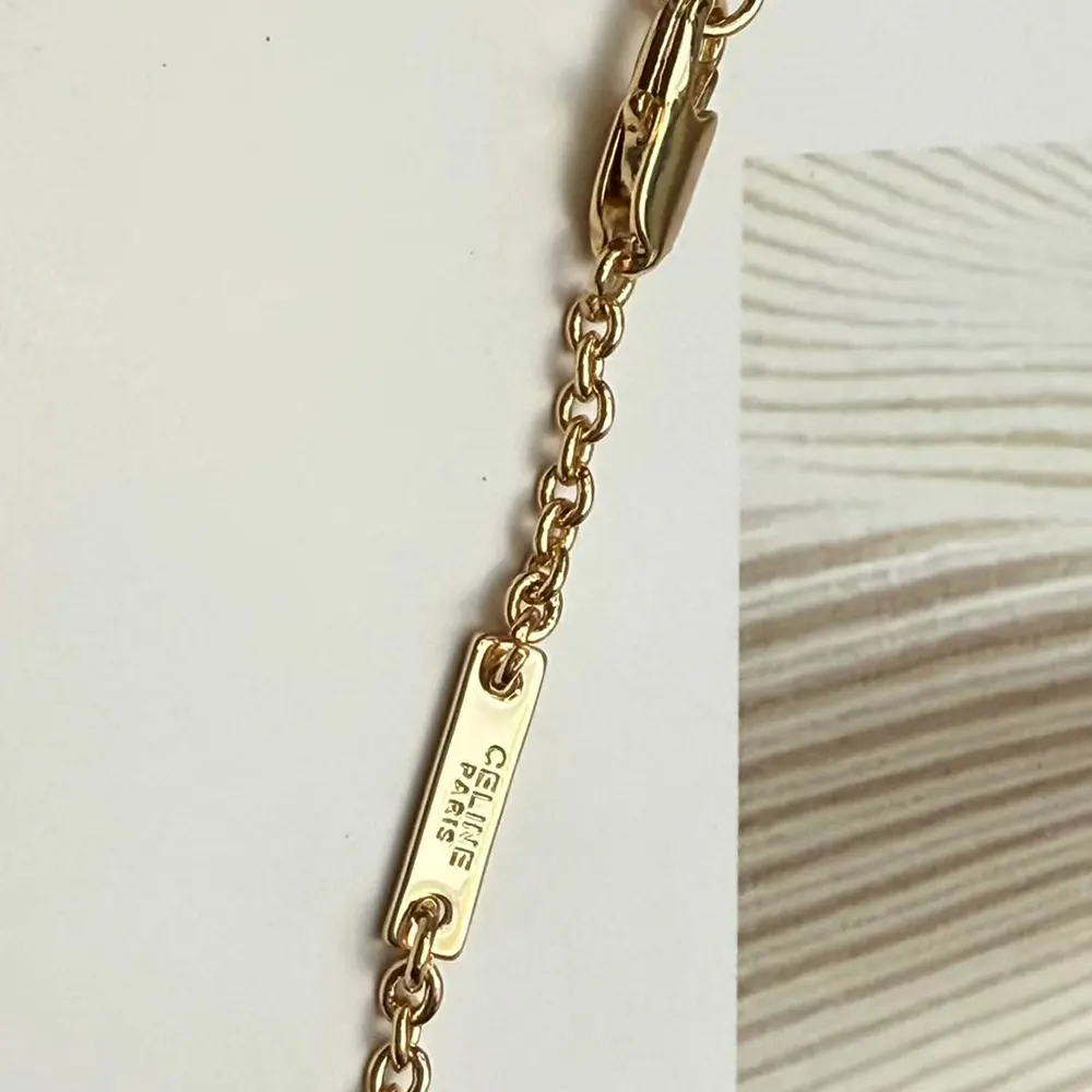 Celine Women Triomphe Twinkle Necklace in Strass and Brass with Gold Finish - image 7
