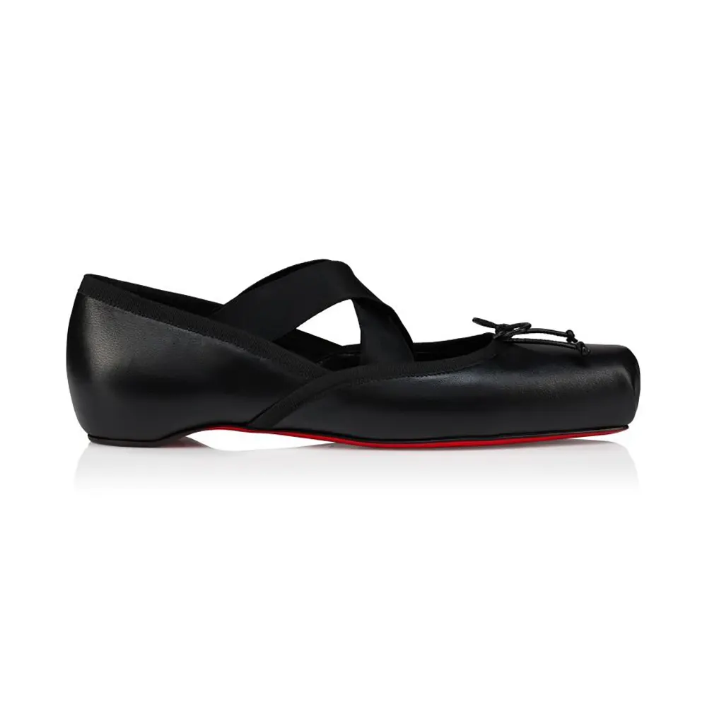 Side view of Christian Louboutin Women Cassiasticina Ballerinas Lamb Nappa Leather-Black