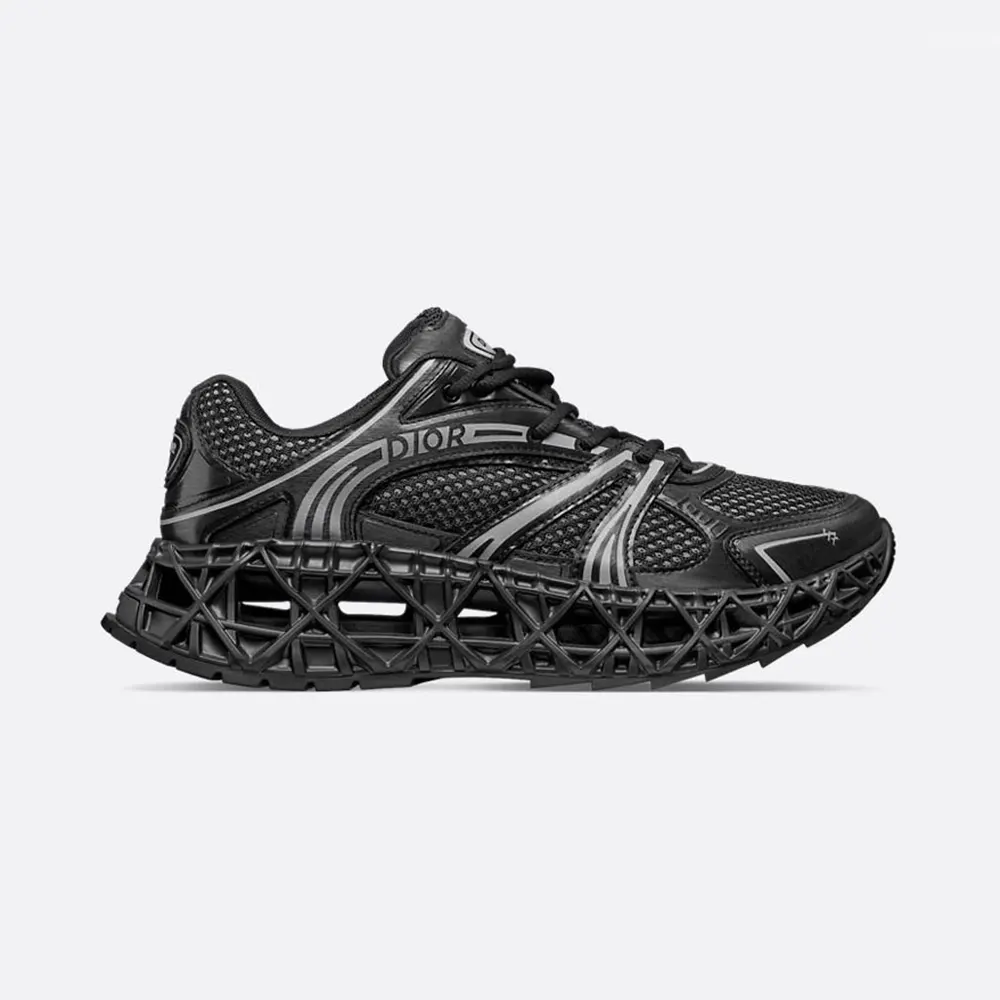 Side profile of Dior Men B35 NXXT Sneaker Black Technical Fabric and Mesh