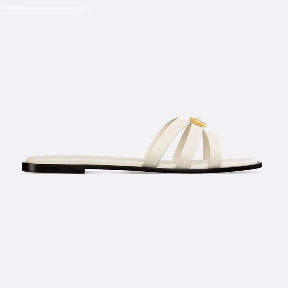 Side view of Dior Women 30M Slide White Calfskin sandal