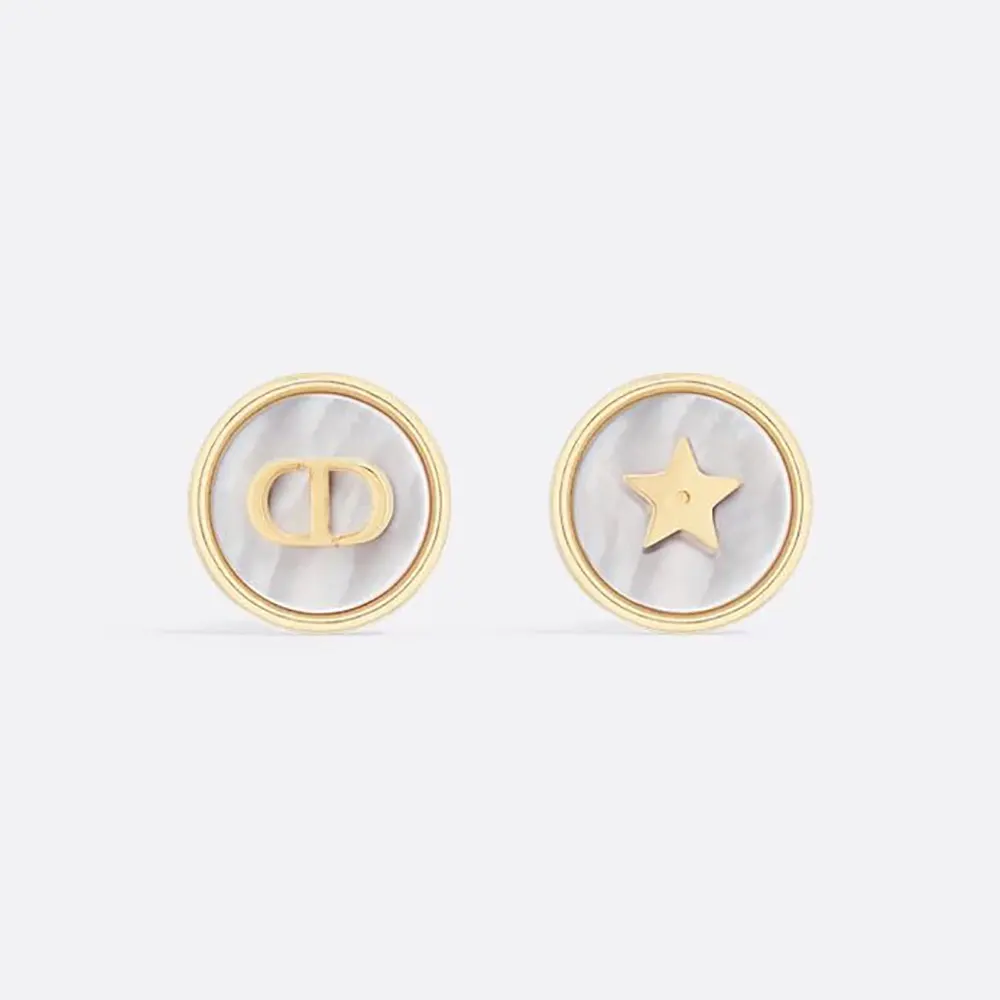 Front view Dior Women D-Luck Stud Earrings gold-finish metal