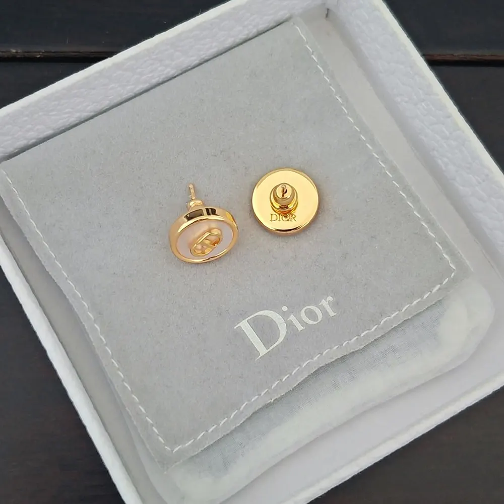 Dior Women D-Luck Stud Earrings Gold-Finish Metal and White Mother-of-Pearl - image 4