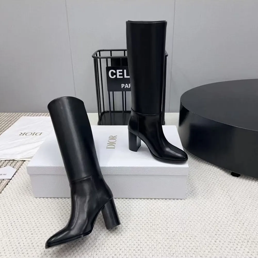Rear angle showing heel height on Dior Women D-Town Heeled Boot