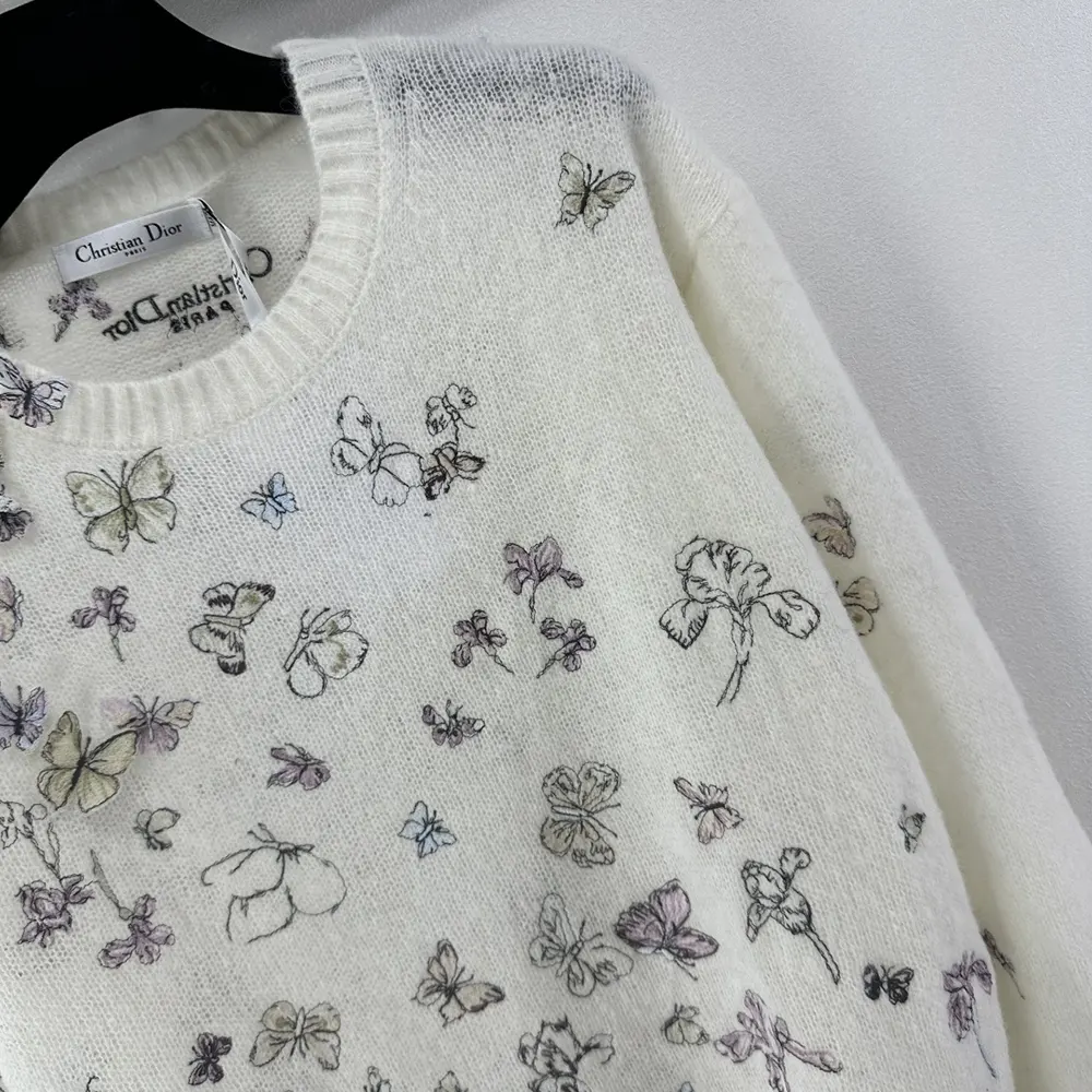 Dior Women Embroidered Sweater White Alpaca Cashmere and Silk Knit - image 6
