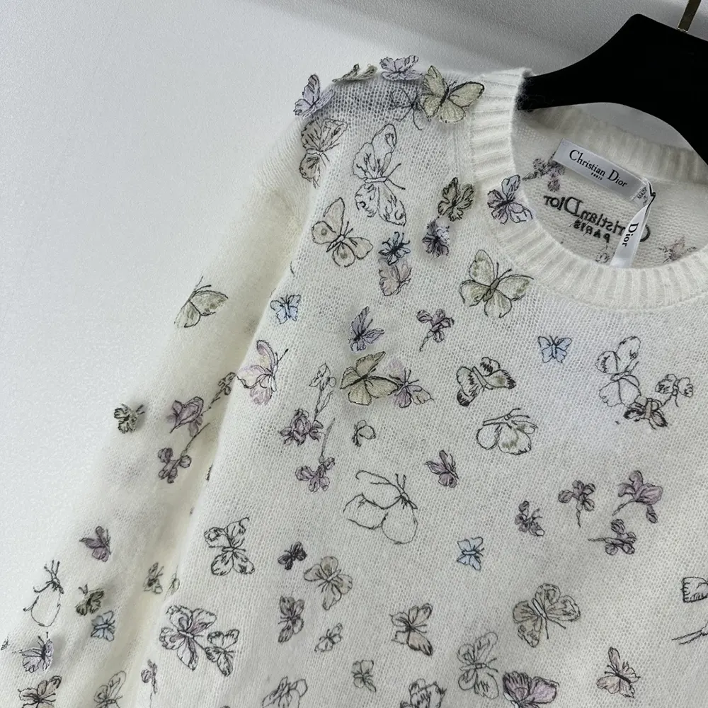 Dior Women Embroidered Sweater White Alpaca Cashmere and Silk Knit - image 7