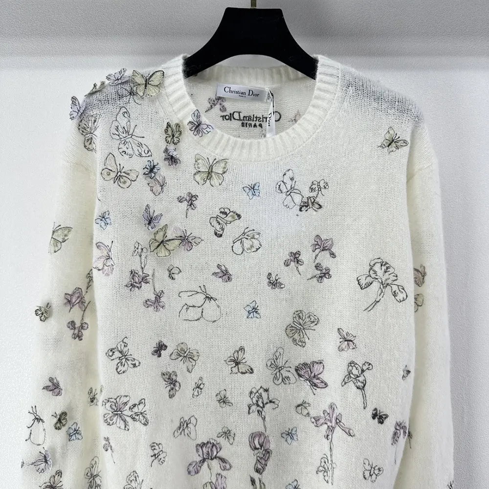 Dior Women Embroidered Sweater White Alpaca Cashmere and Silk Knit - image 4