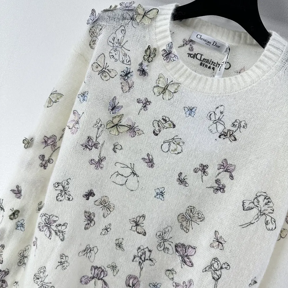 Dior Women Embroidered Sweater White Alpaca Cashmere and Silk Knit - image 5