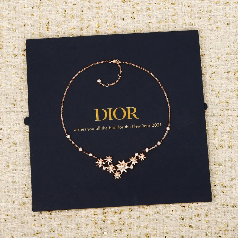 Side angle showing Dior Women Étoile des Vents Necklace delicate chain detail