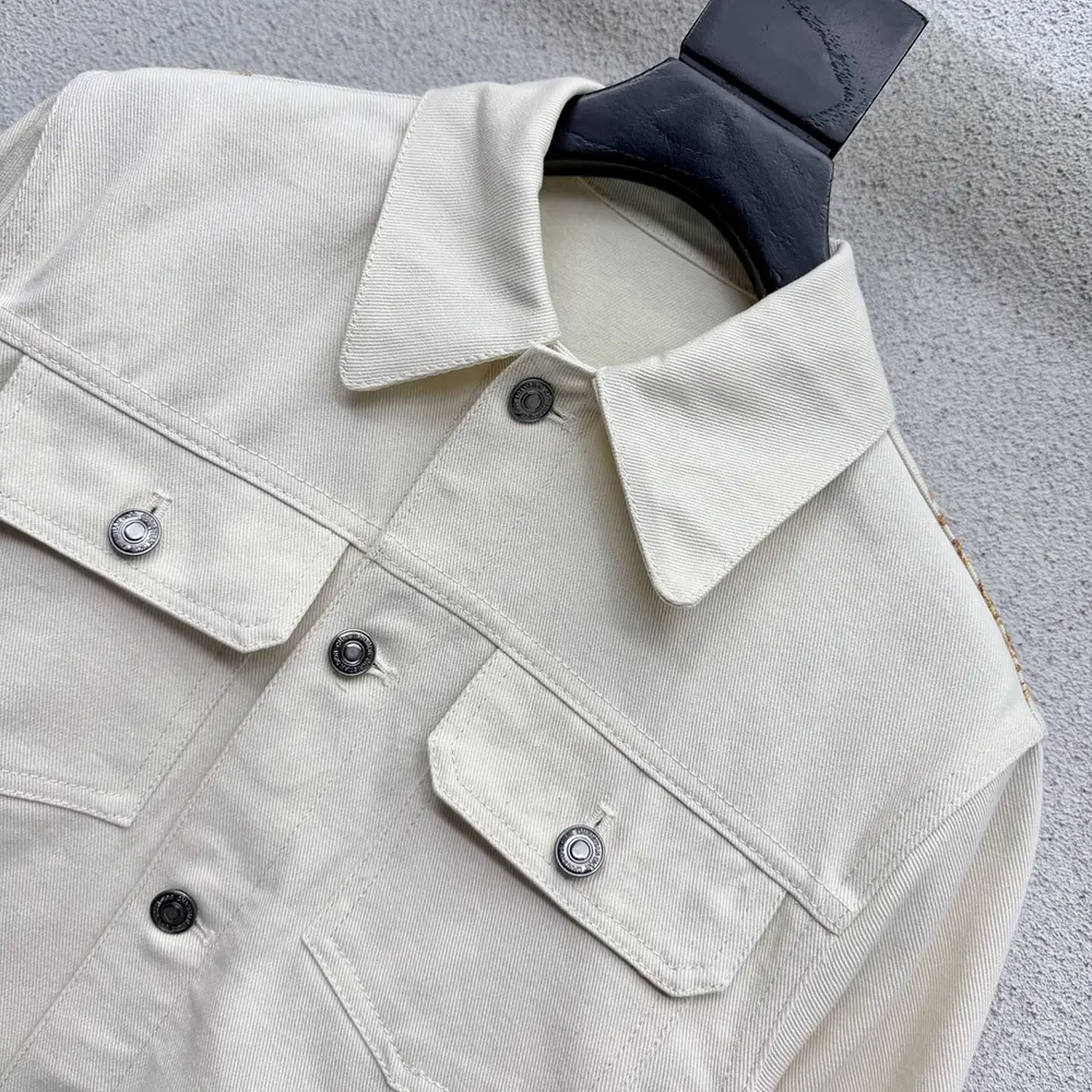 Dior Men Jacket Ecru Cotton Denim with Gold-Tone Dioresque Stella Motif - image 4