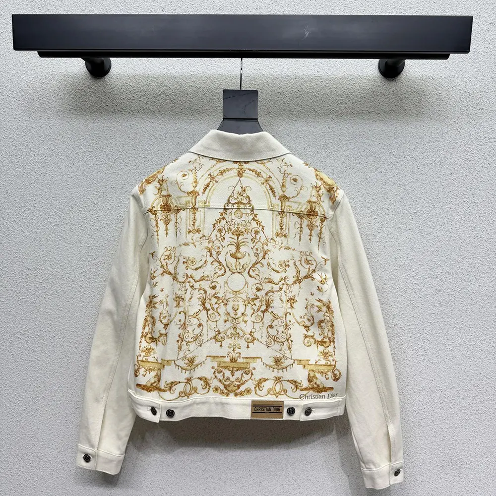 Side angle showing tailored fit of Dior Men Jacket Ecru Cotton Denim