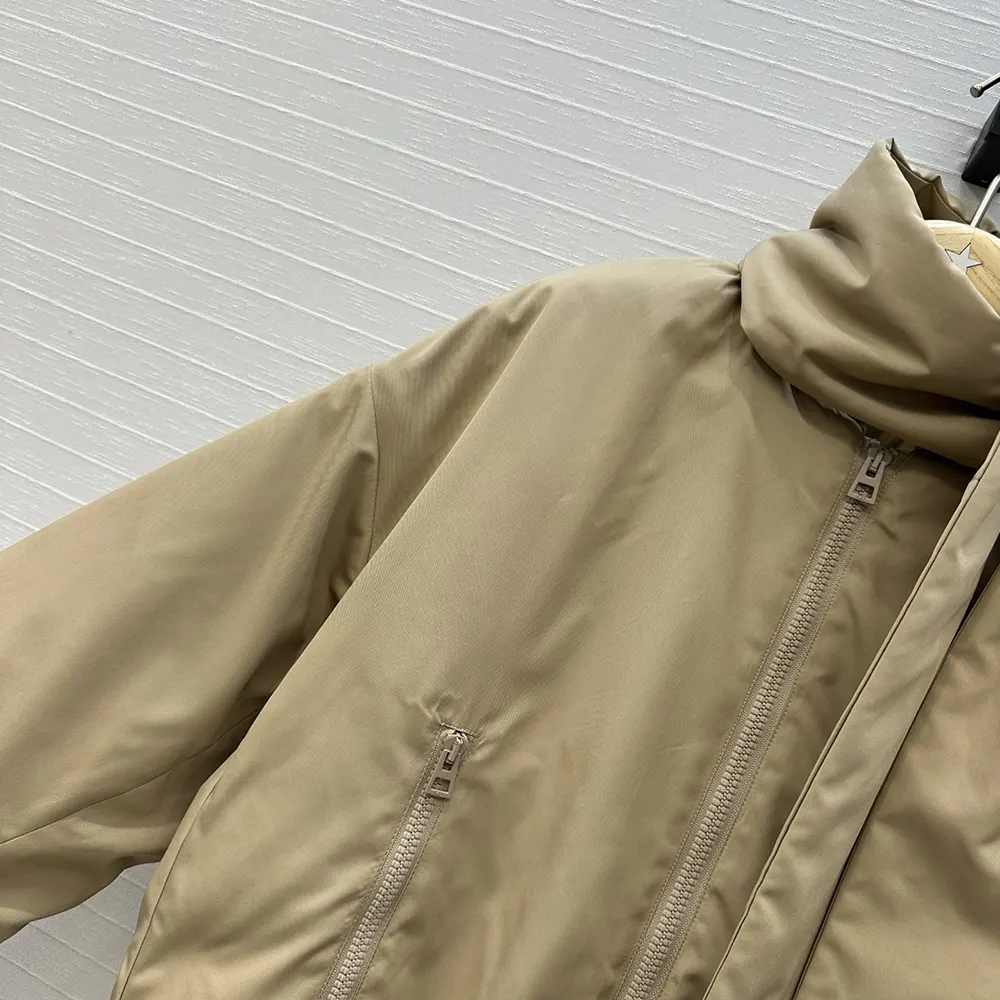 Dior Women Jacket with Scarf Collar Beige Padded Silk Faille - image 5