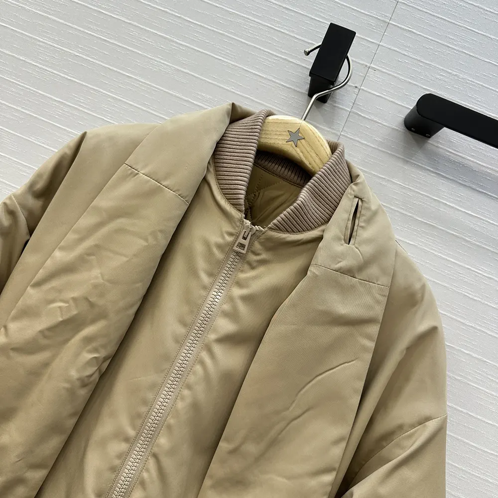Dior Women Jacket with Scarf Collar Beige Padded Silk Faille - image 6