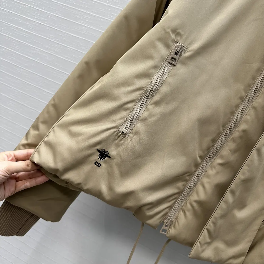 Dior Women Jacket with Scarf Collar Beige Padded Silk Faille - image 9