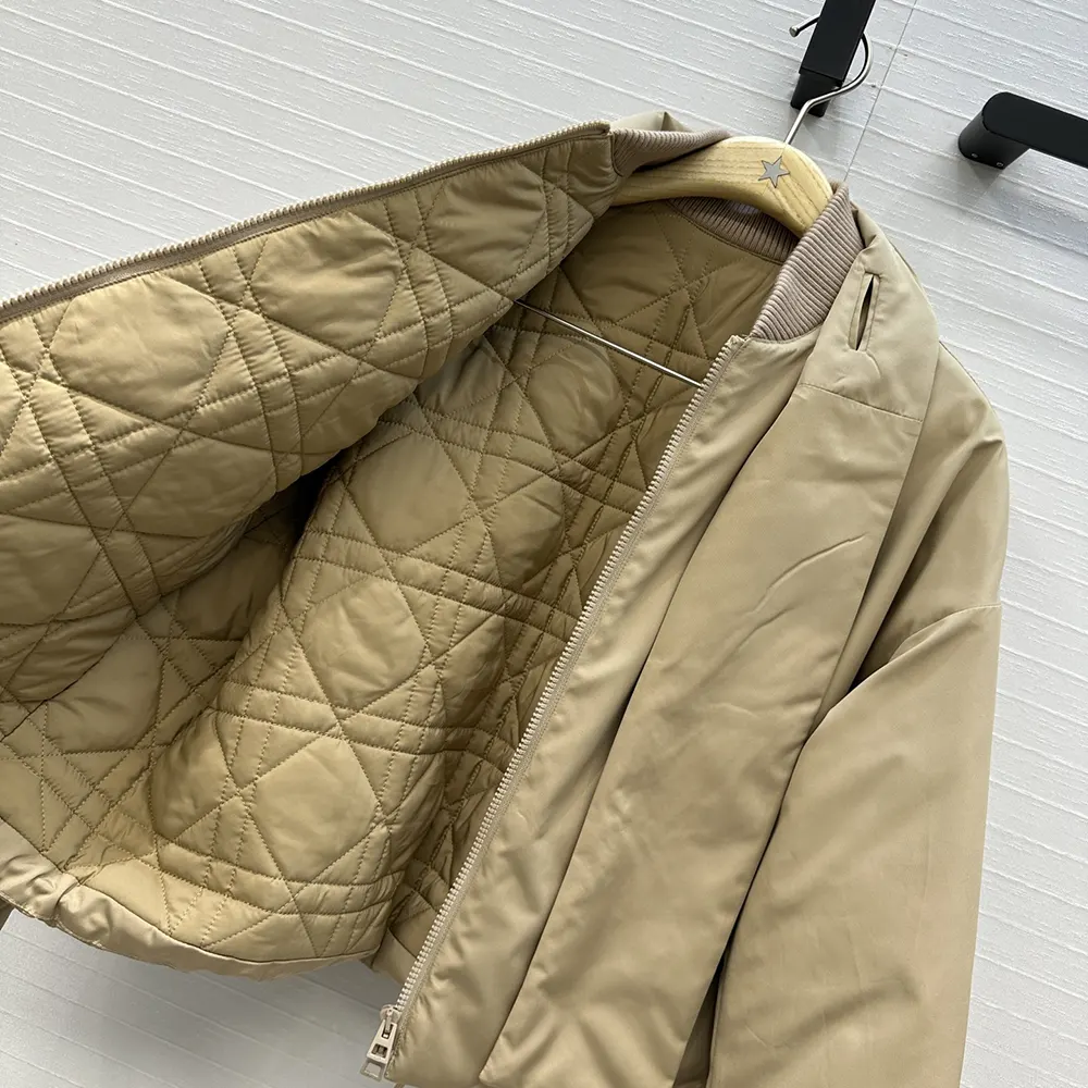 Dior Women Jacket with Scarf Collar Beige Padded Silk Faille - image 7