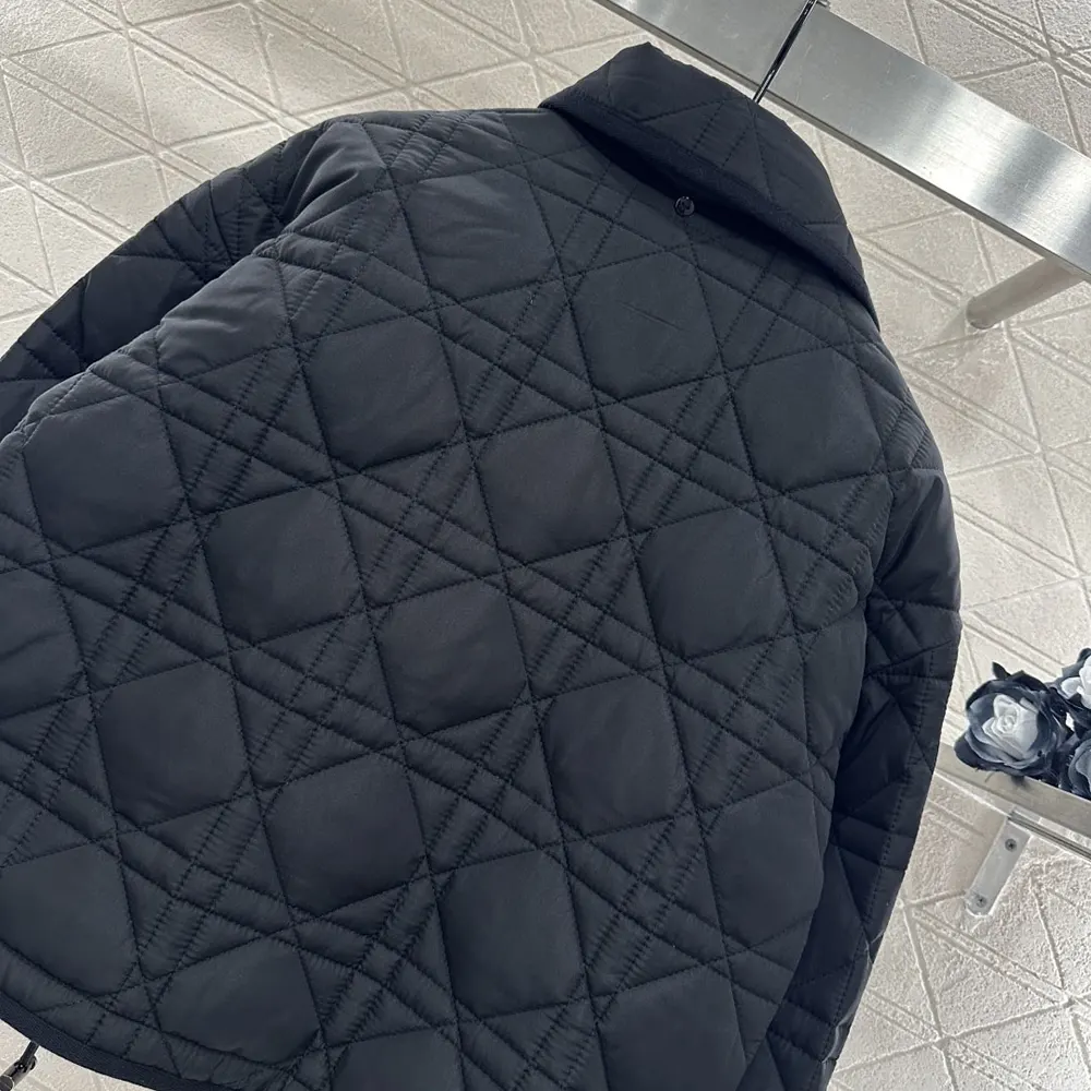 Dior Women Macrocannage Coat with Scarf Collar Black Quilted Technical Taffeta - image 6