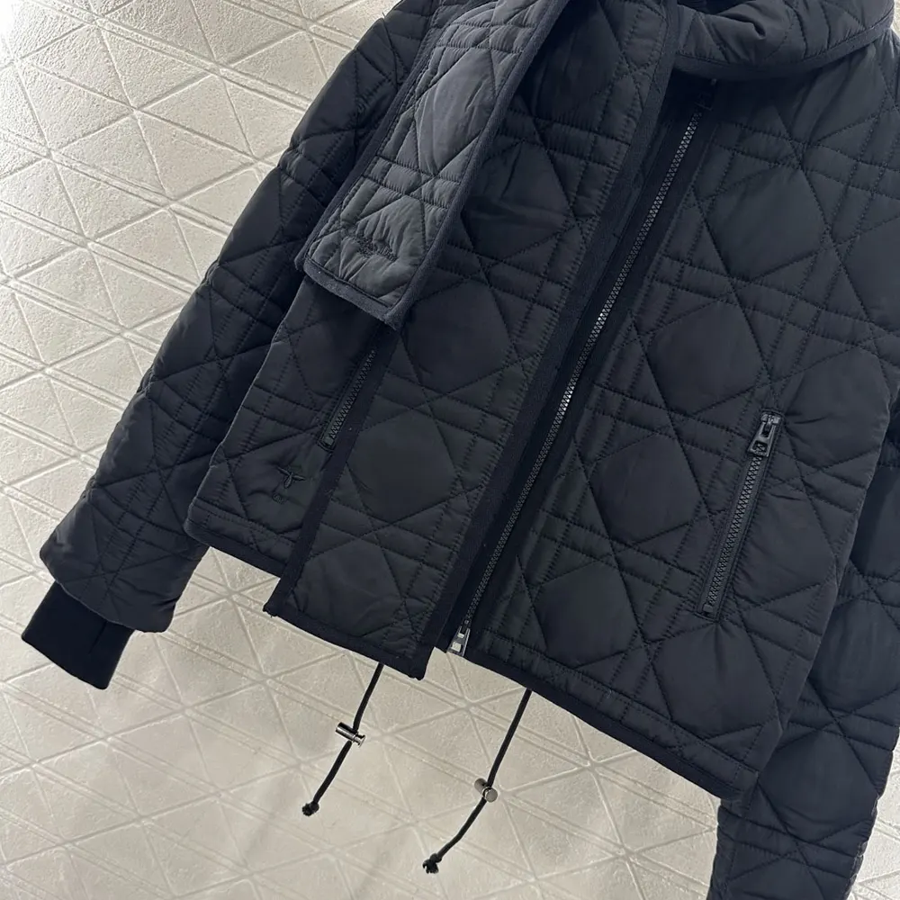 Dior Women Macrocannage Coat with Scarf Collar Black Quilted Technical Taffeta - image 8