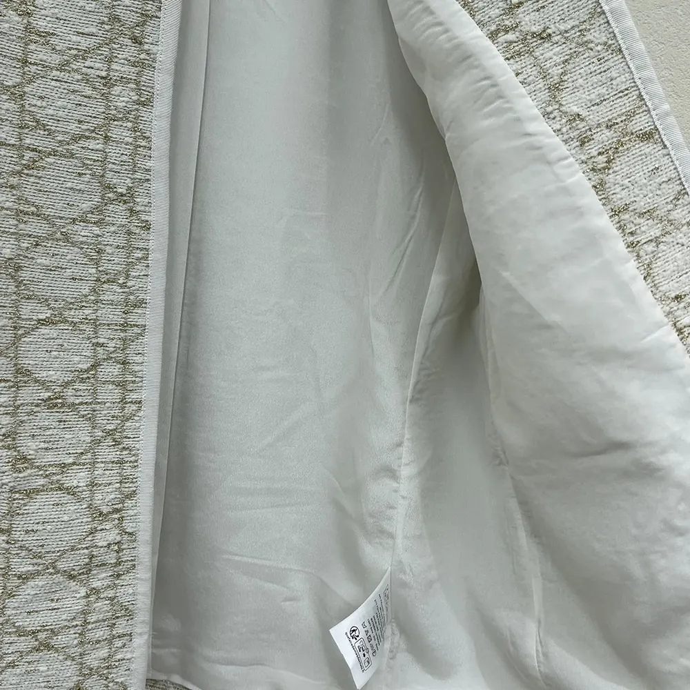 Dior Women Macrocannage Regular-Fit Jacket White and Gold-Tone Wool-Blend Tweed - image 5