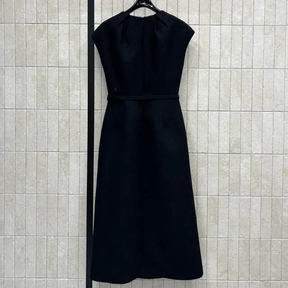 Side profile showing belted waist detail of Dior Women Mid-Length Belted Dress