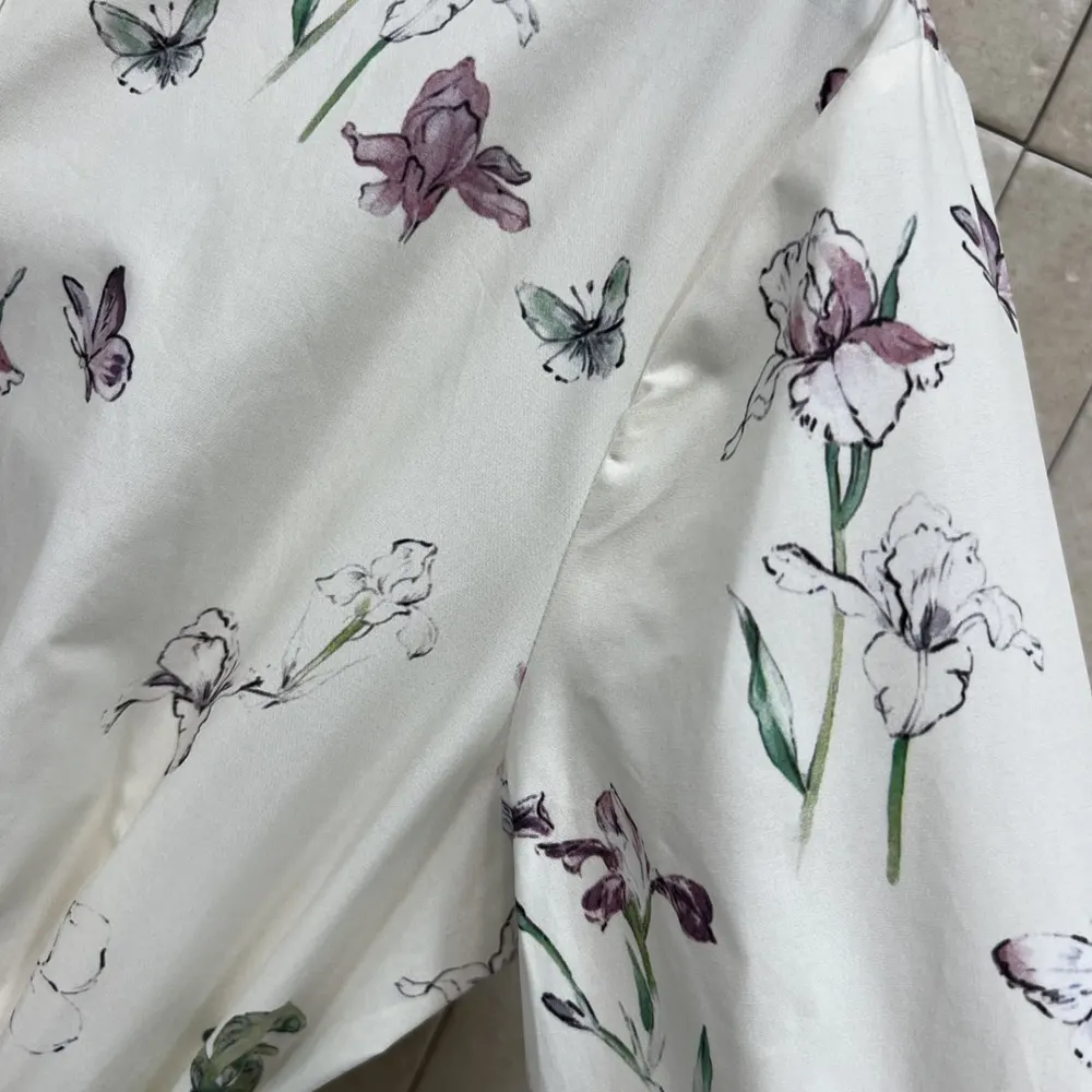 Dior Women Mid-Length Belted Shirtdress Beige Silk Twill with Multicolor Butterflies & Iris Motif - image 7