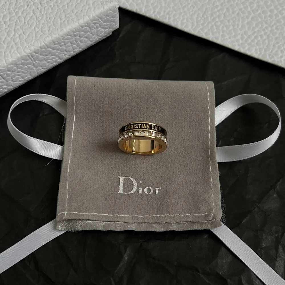 Top view highlighting crystal detail on Dior Women Night Code Ring