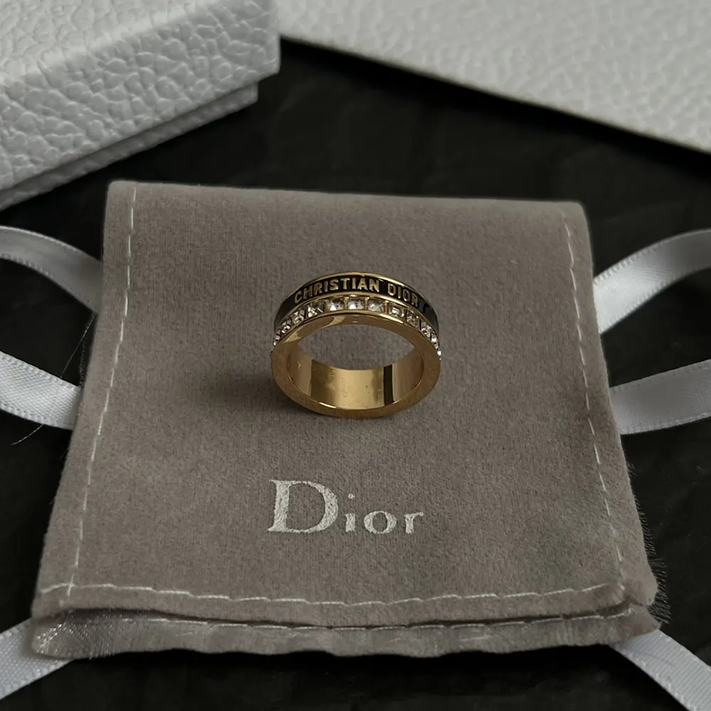 Dior Women Night Code Ring Gold-Finish Metal White Crystals and Black Lacquer - image 4