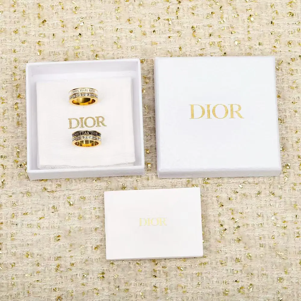 Dior Women Night Code Ring Gold-Finish Metal White Crystals and White Lacquer - image 4