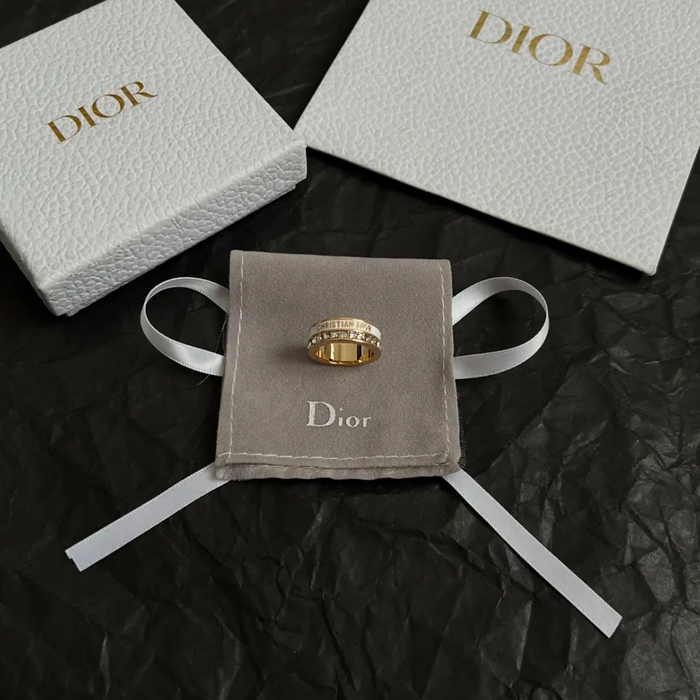 Dior Women Night Code Ring Gold-Finish Metal White Crystals and White Lacquer - image 7