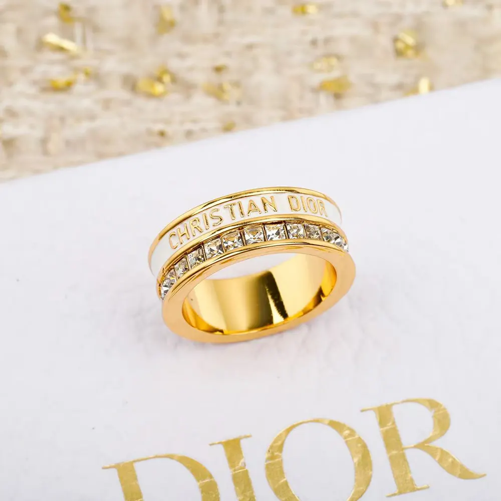Side view showing slim profile of Dior Women Night Code Ring