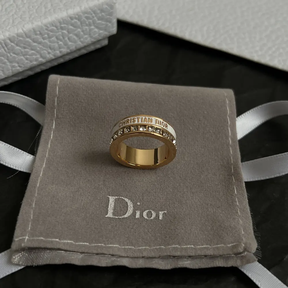 Dior Women Night Code Ring Gold-Finish Metal White Crystals and White Lacquer - image 5