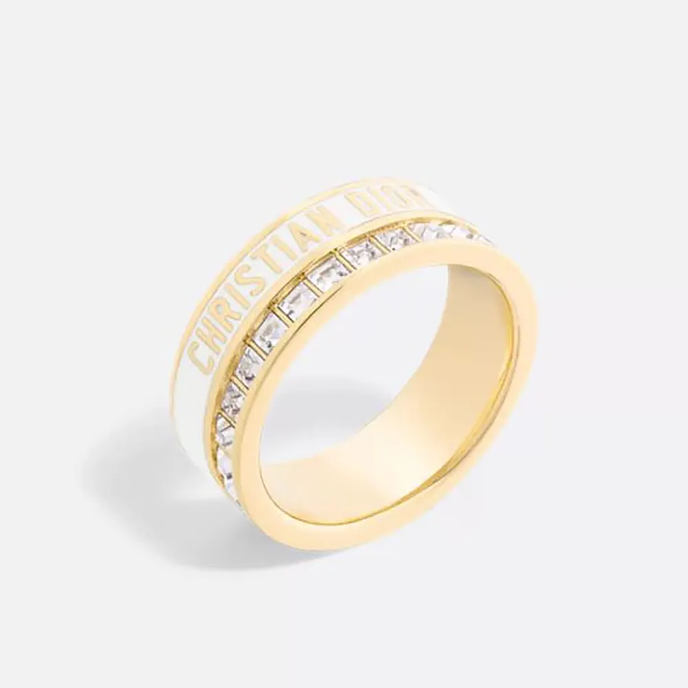 Close-up of Dior Women Night Code Ring Gold-Finish with white crystals