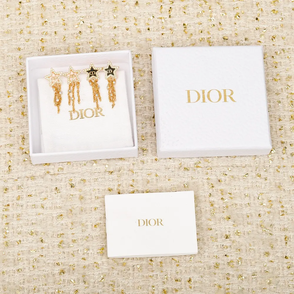 Dior Women Petit CD Lucky Baroque Earrings Gold-Finish Metal Silver-Tone Crystals - image 5
