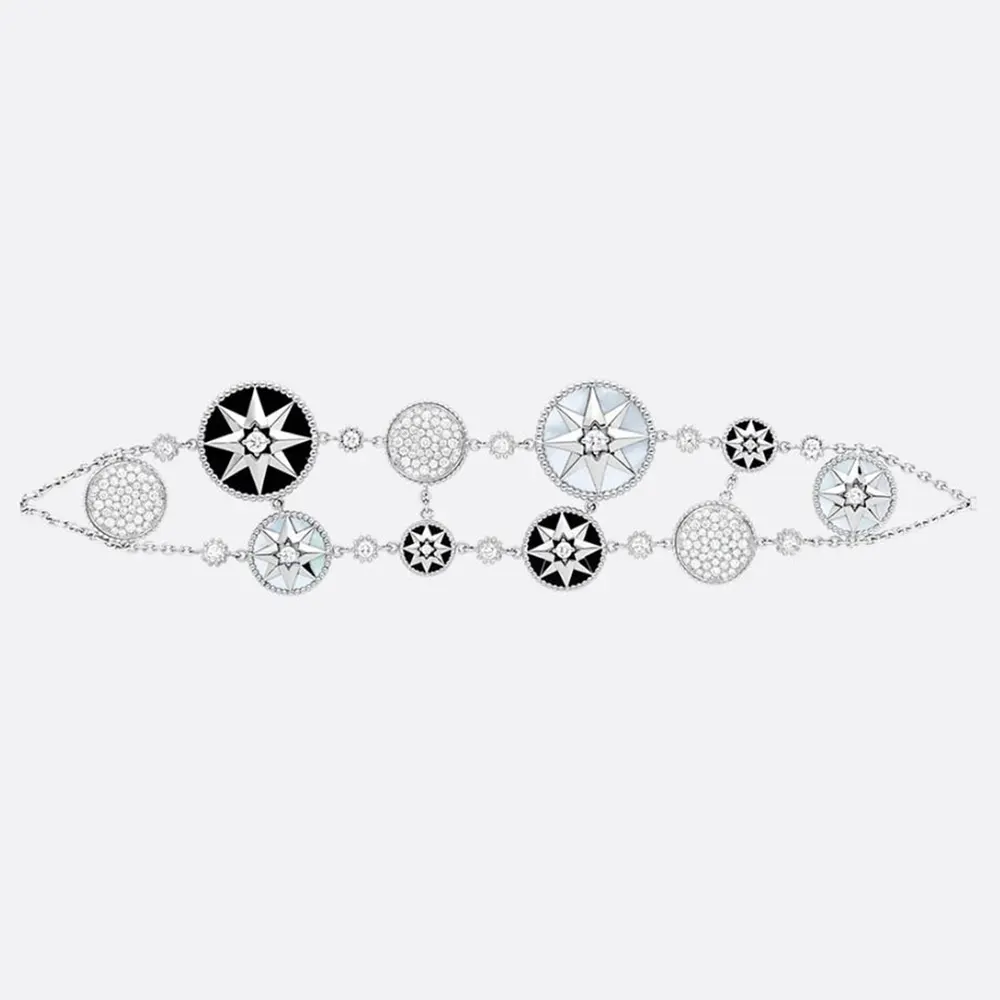 Close-up of Dior Women Rose des Vents Bracelet white gold clasp detail