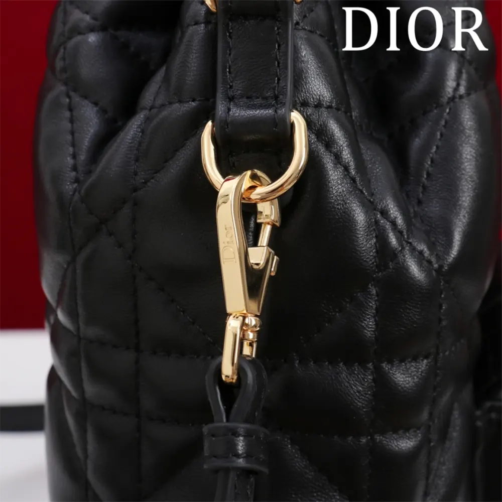 Dior Women Small Dior Caro Bucket Bag Black Macrocannage Lambskin - image 7