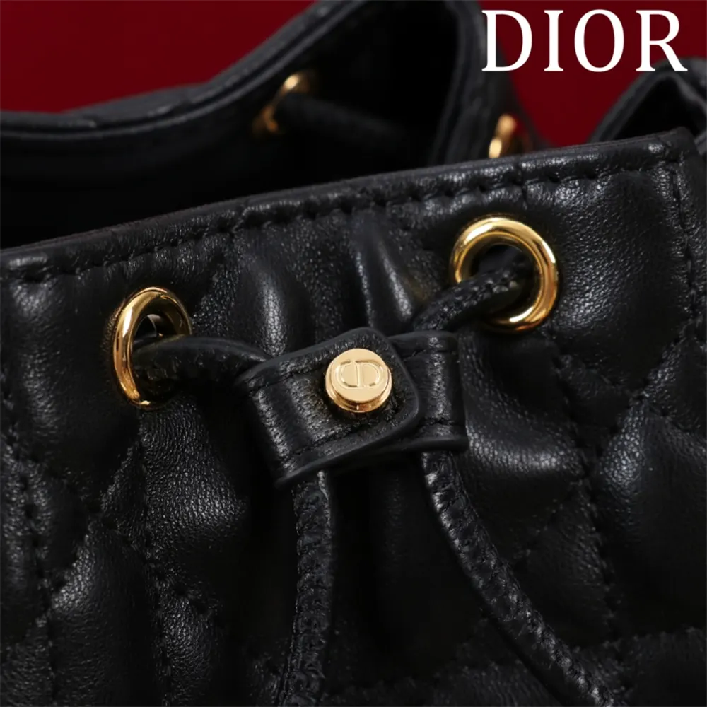Dior Women Small Dior Caro Bucket Bag Black Macrocannage Lambskin - image 9