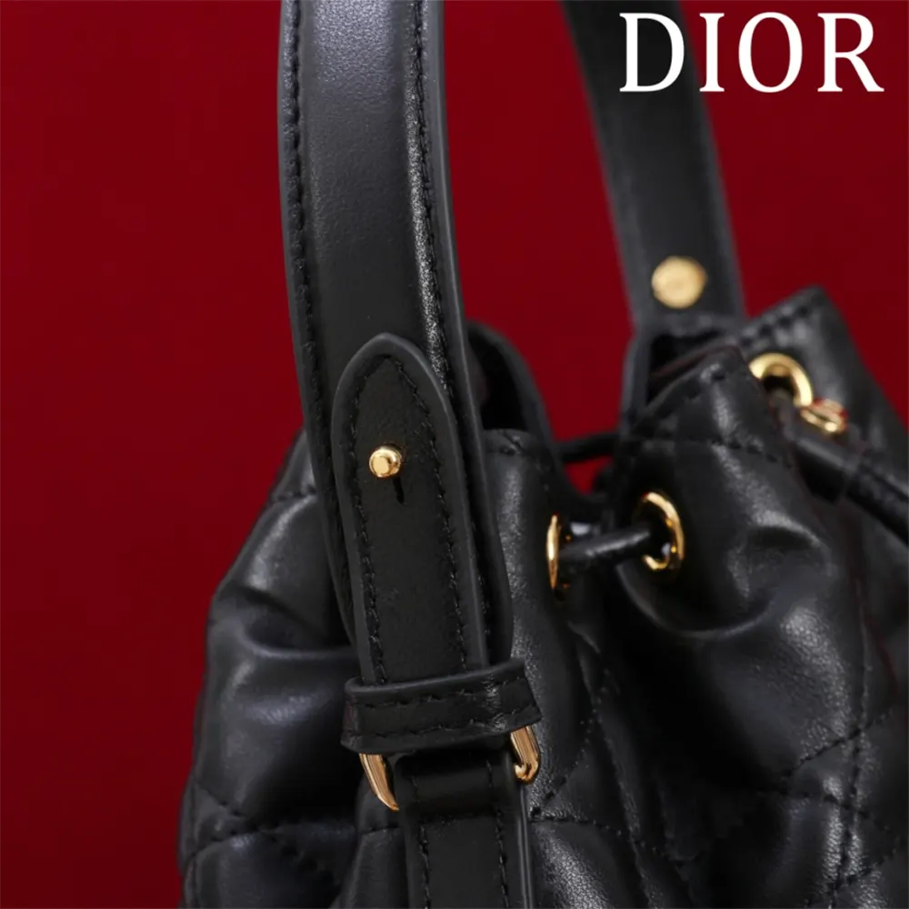 Dior Women Small Dior Caro Bucket Bag Black Macrocannage Lambskin - image 8
