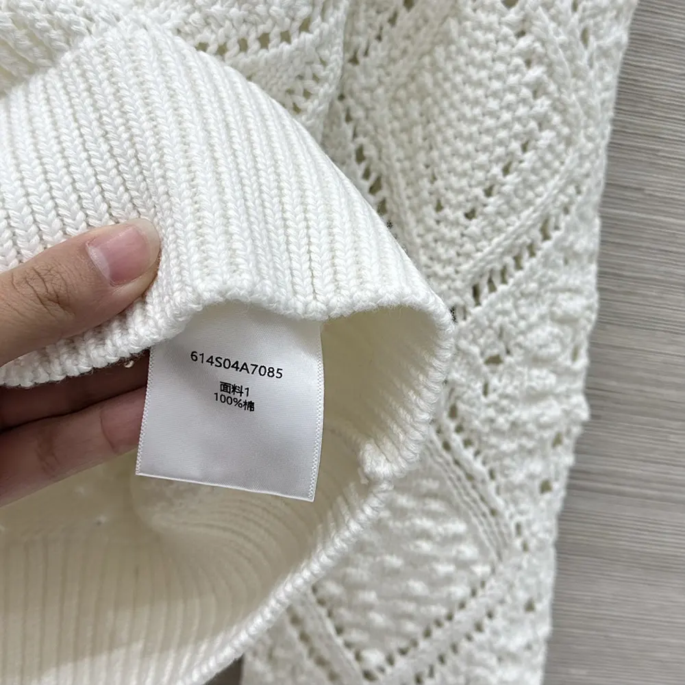 Dior Women Sweater White Openwork Cotton Knit - image 10