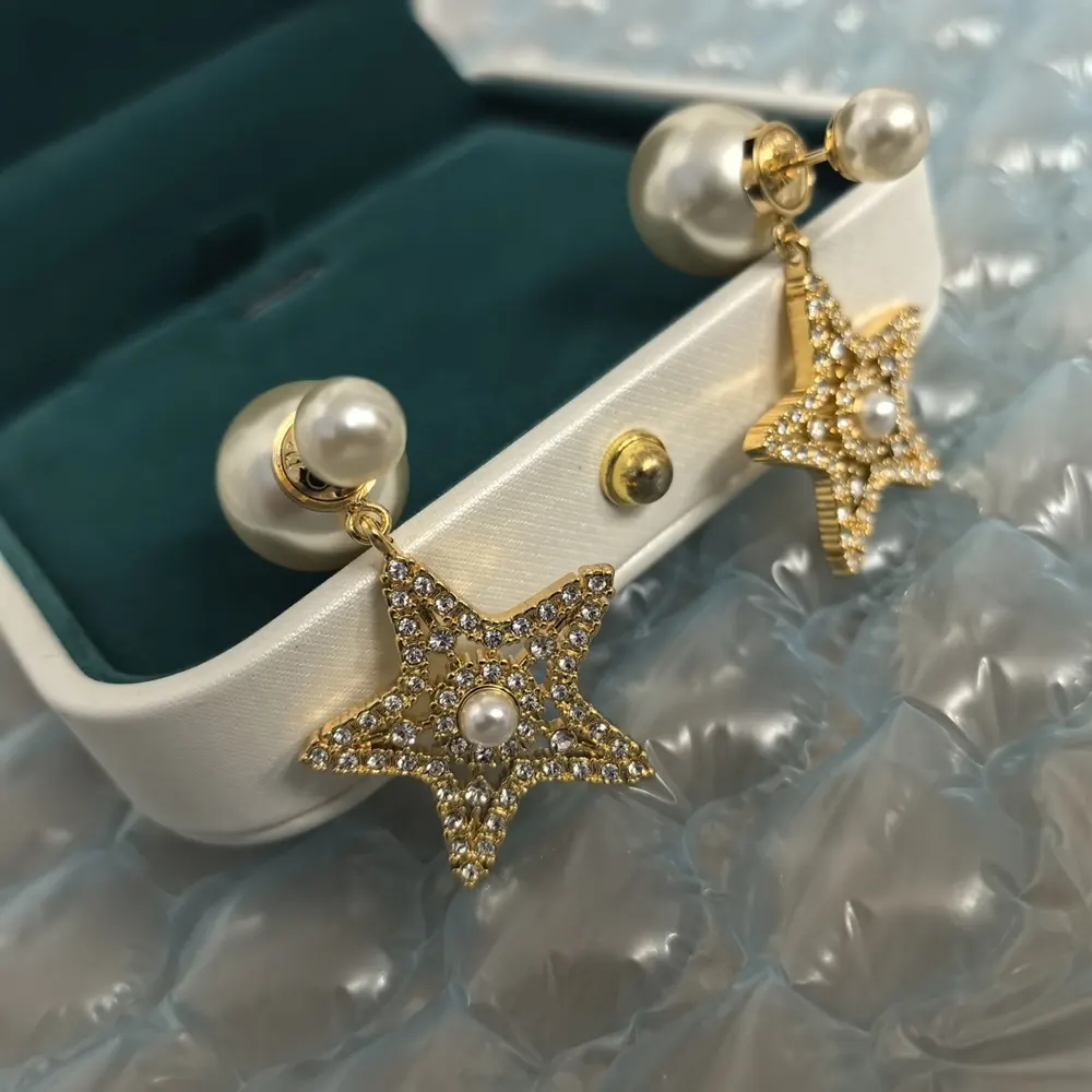 Dior Women Tribales Earrings Pale Gold-Finish Metal White Resin Pearls and Silver-Tone Crystals - image 5