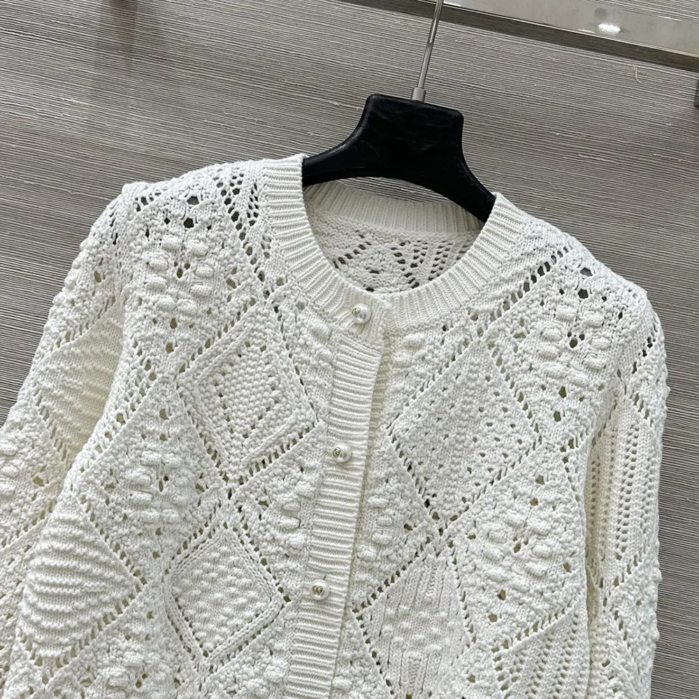 Dior Women Twinset White Openwork Cotton Knit - image 4