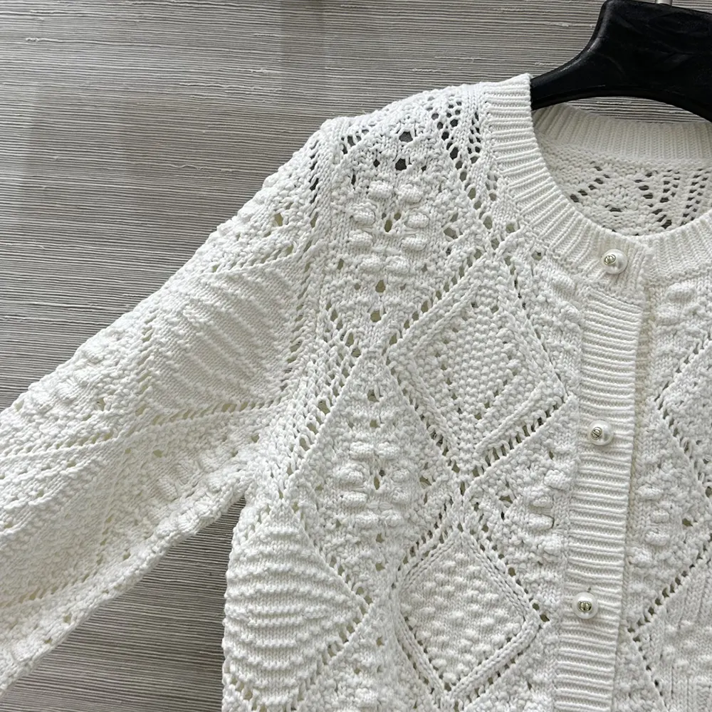 Dior Women Twinset White Openwork Cotton Knit - image 5