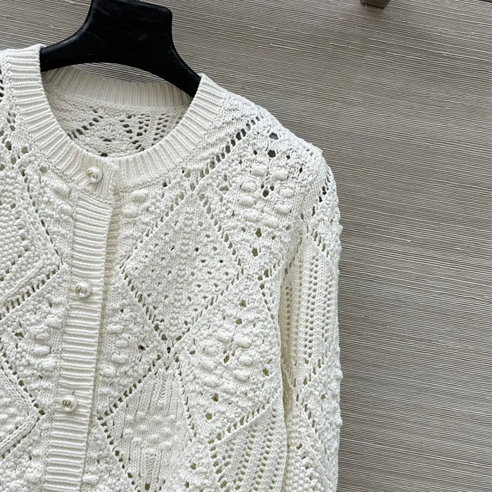 Dior Women Twinset White Openwork Cotton Knit - image 6