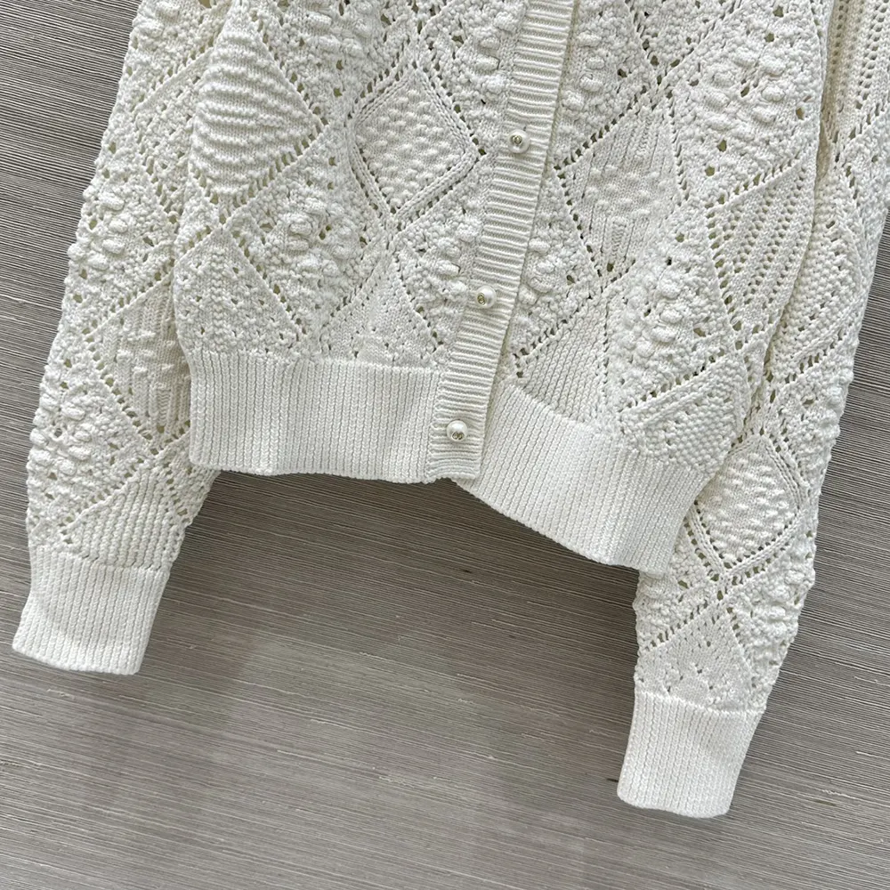 Dior Women Twinset White Openwork Cotton Knit - image 7