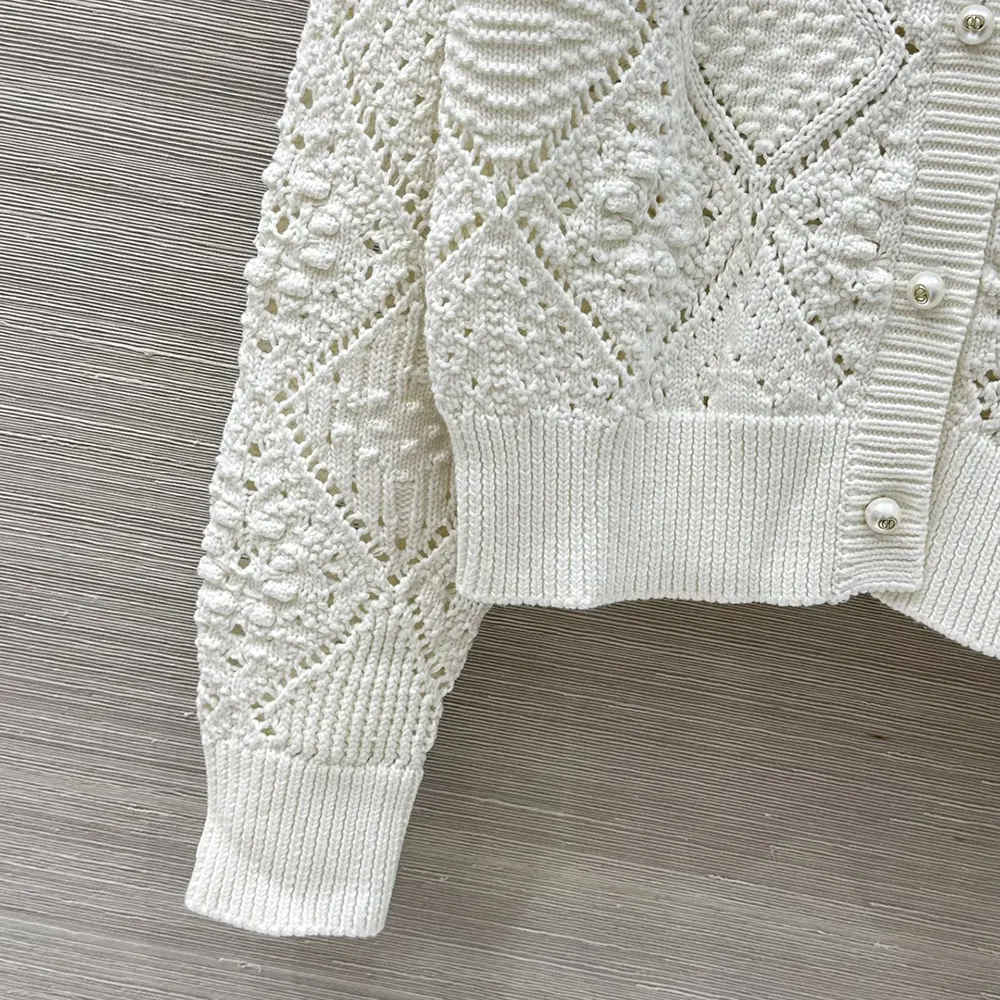 Dior Women Twinset White Openwork Cotton Knit - image 8
