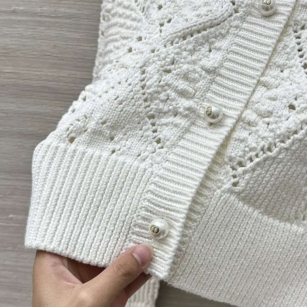 Dior Women Twinset White Openwork Cotton Knit - image 9