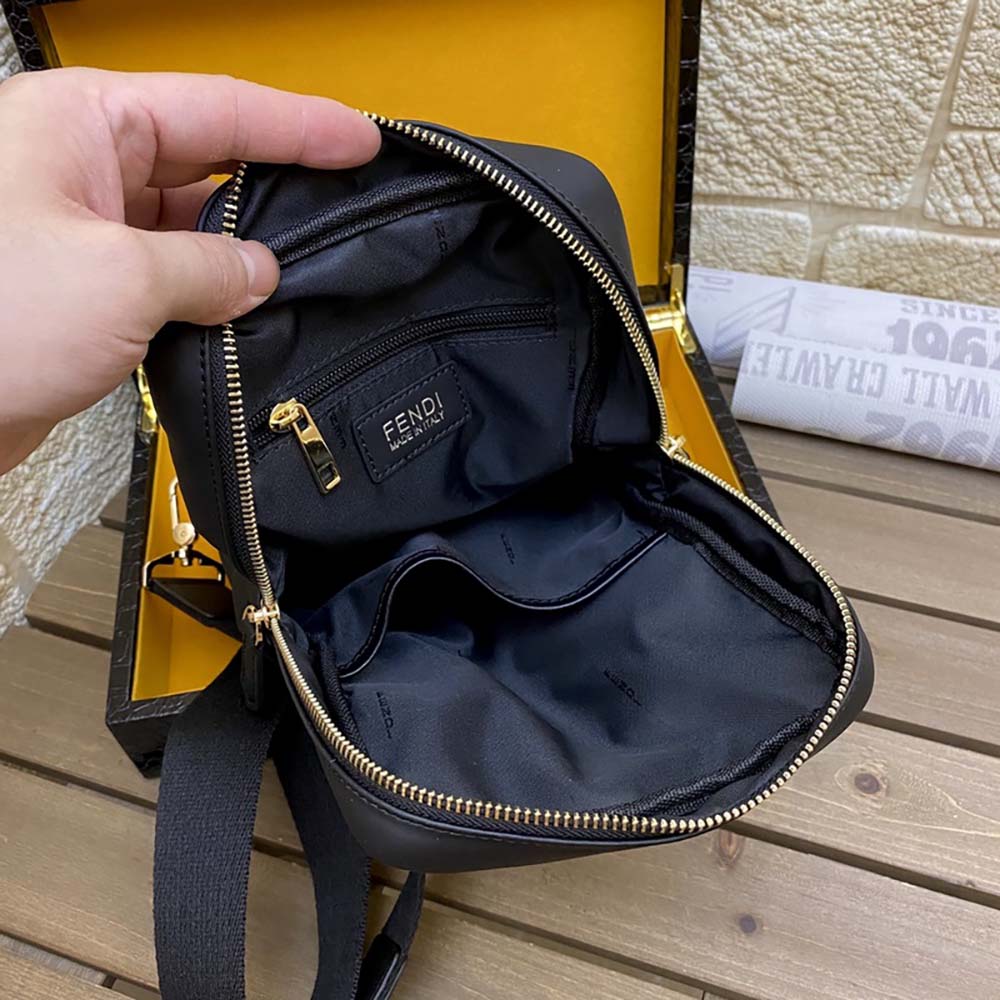 Fendi Men Monster Sling Bag Nylon And Leather Medium Crossbody Bag In Black - image 9