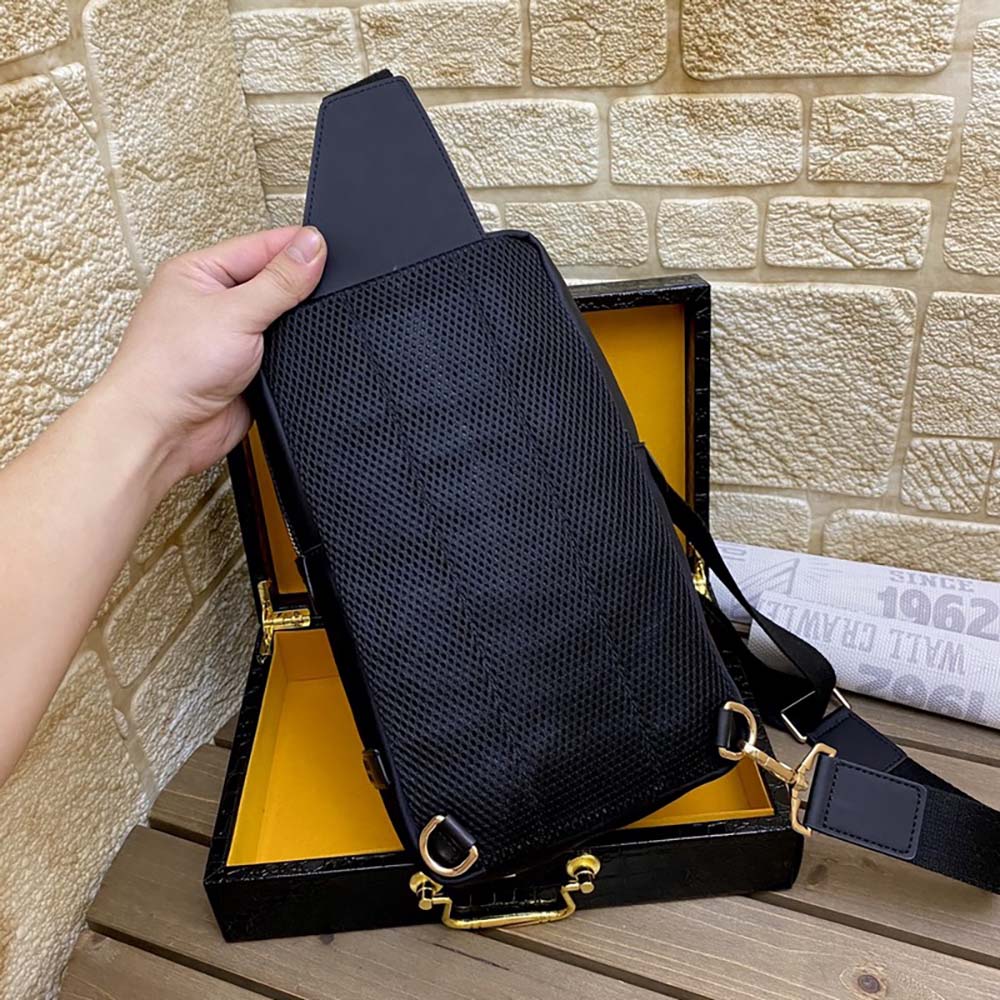 Fendi Men Monster Sling Bag Nylon And Leather Medium Crossbody Bag In Black - image 8