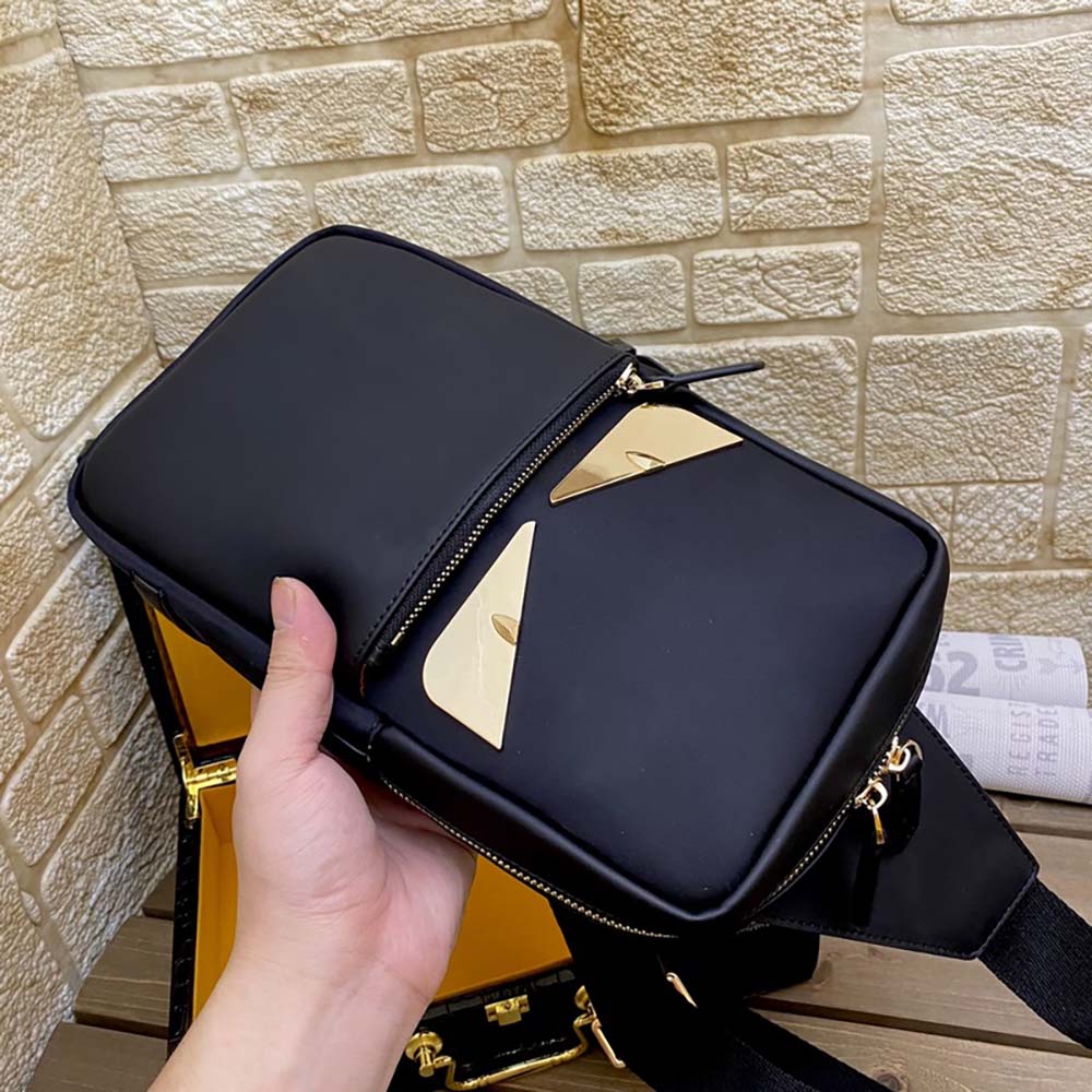 Fendi Men Monster Sling Bag Nylon And Leather Medium Crossbody Bag In Black - image 6